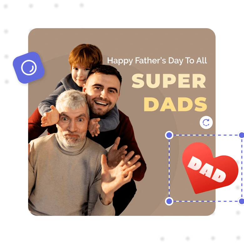 Happy Father's Day to all with super dad image of Father and Son with a brown background.