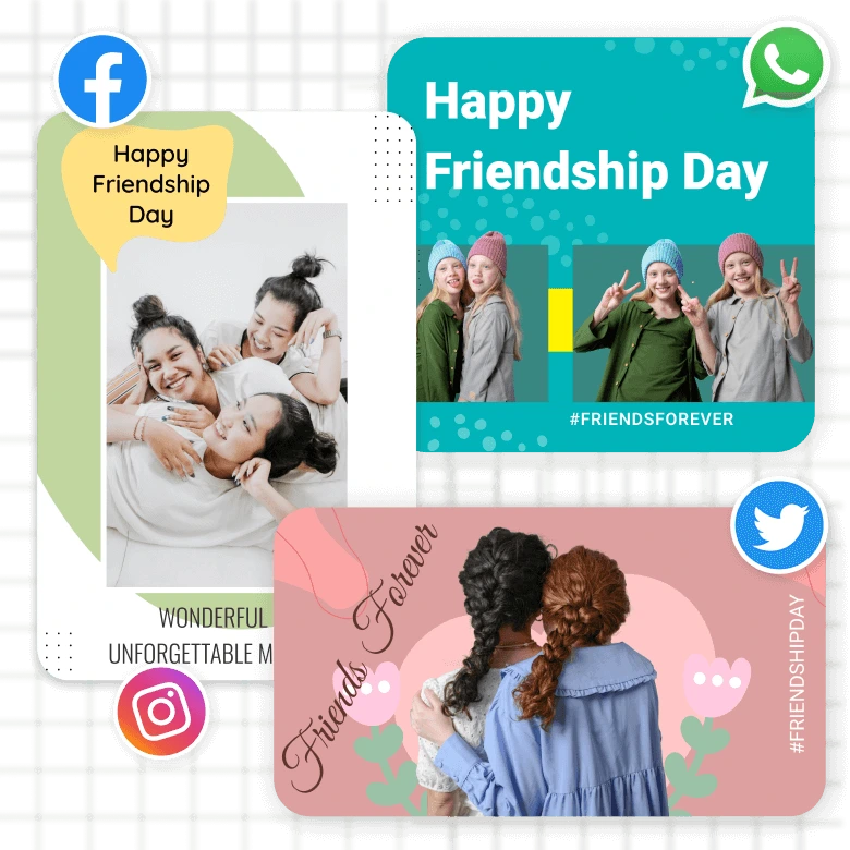 Friendship Day card Maker for Facebook, Instagram, Twitter and Whatsapp