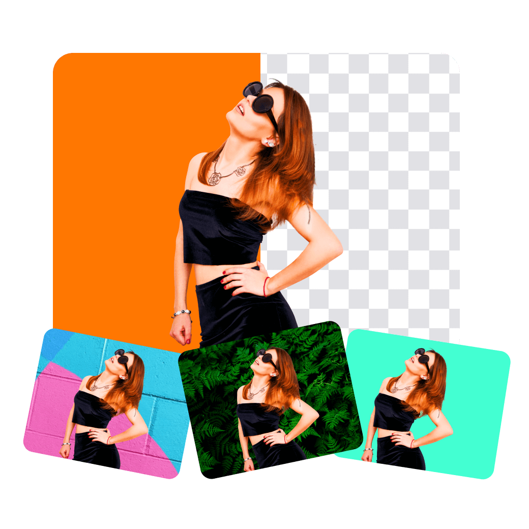 Girl posing with different backgrounds