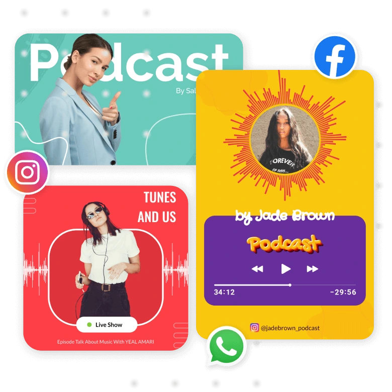 Podcast picture templates for Facebook, Instagram, and WhatsApp