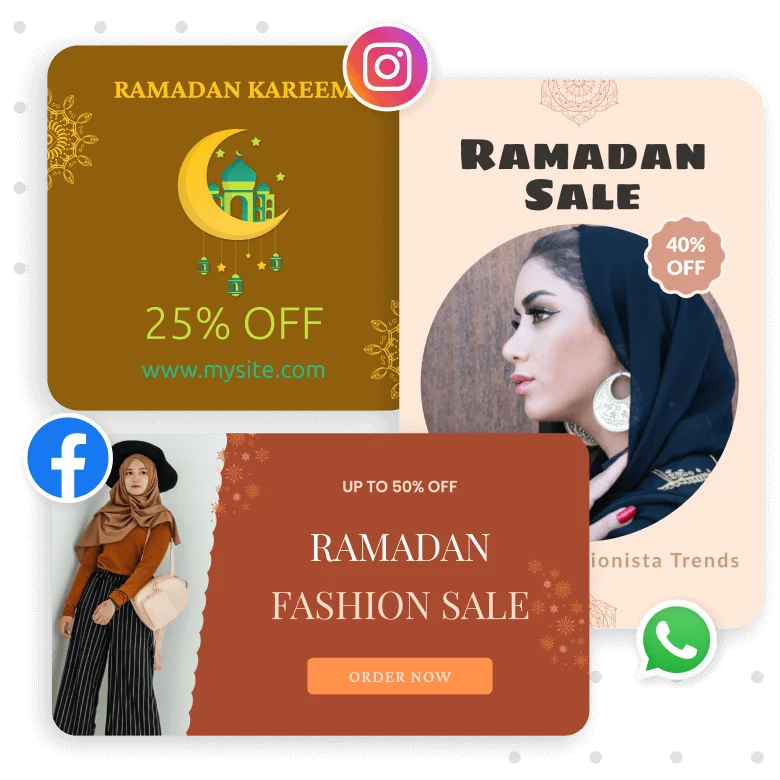 Ramadan sale design templates for Instagram, Facebook, and WhatsApp