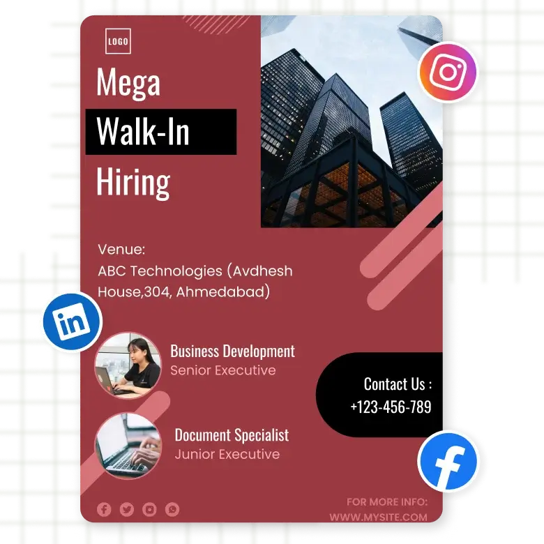 Recruitment services flyers for Facebook, Instagram, and Linkedin