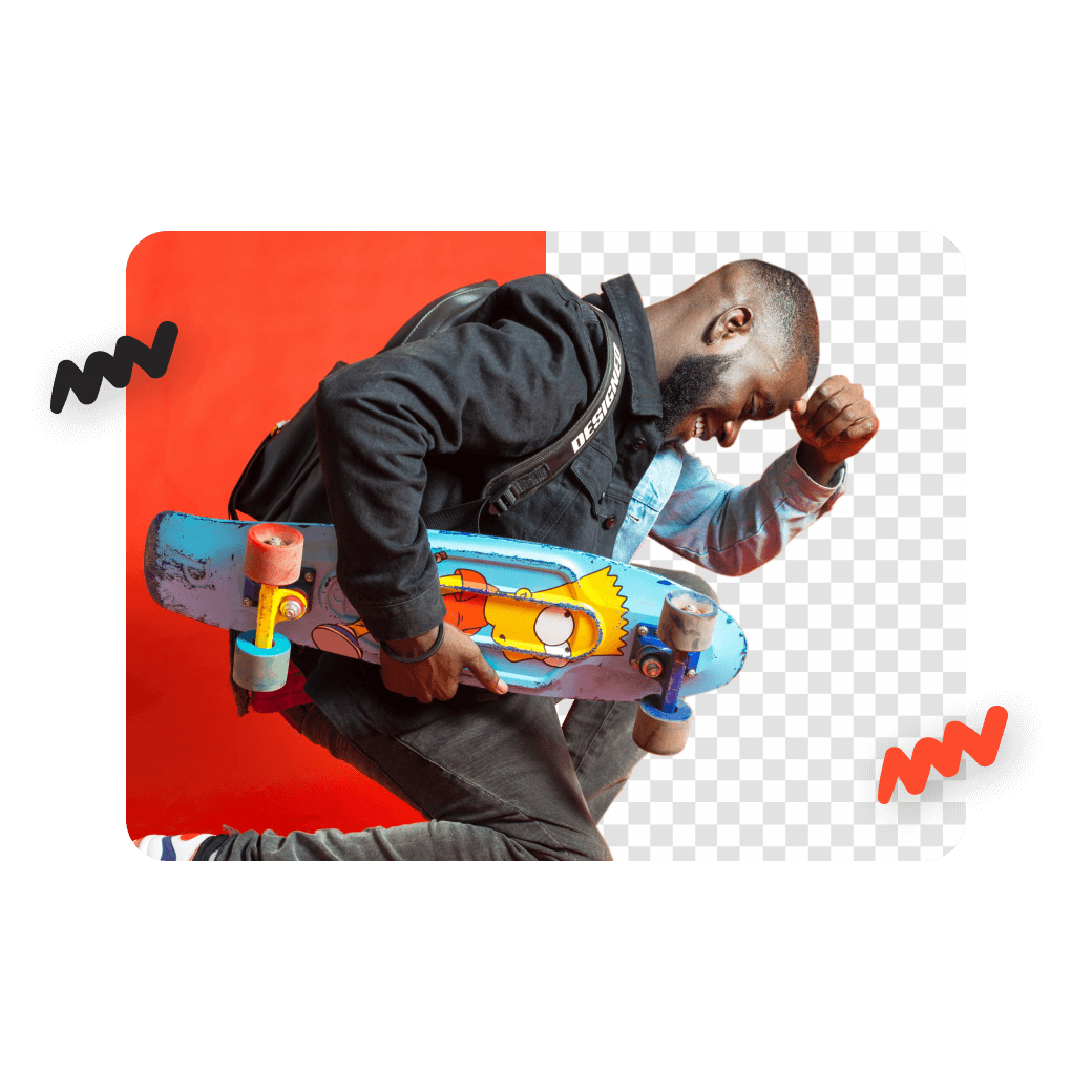 Skater with transparent background and illustrations