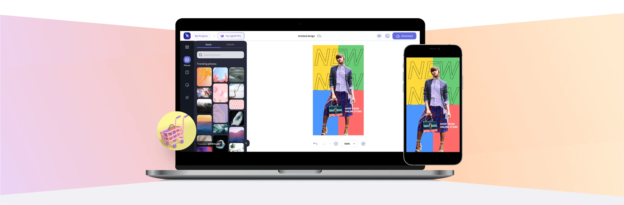 Shop design template with LightX